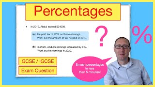 PERCENTAGES in 5 minutes IGCSE  IGCSE [upl. by Monafo]