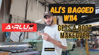 Installing a hardline setup on Alis Bagged W114 Mercedes [upl. by Thetos]