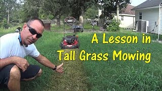 Pt 1 How To Cut Tall Grass with Cheap Lawn Mower  Mowing Tall Overgrown Grass [upl. by Ellener]