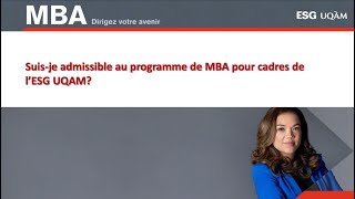 Suisje admissible au MBA pour cadres de l’ESG UQAM [upl. by Mame]