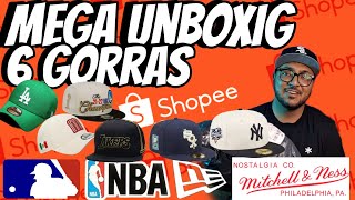 6 gorras CLON  Diferentes proveedores en SHOPEE  ¿LLEGARON BIEN  MITCHEL AND NESS  NewEra [upl. by Afatsum]