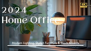 2024 Home Office Makeover Elevate Workspace with Modern Lighting Stylish Furniture amp Black Accents [upl. by Kaile]