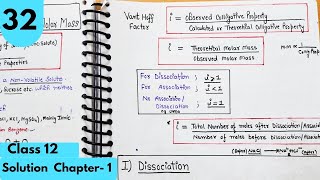 Vant Hoff factor Abnormal molar mass Degree of Dissociation AssociationSolutions Class12 [upl. by Dalury]