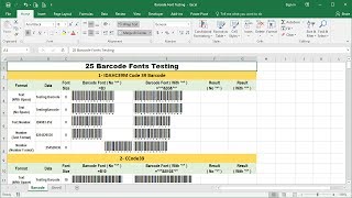 How to generate barcode in Excel and 25 Barcode Fonts work with barcode scanner [upl. by Silvana]