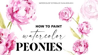 123 Easy Painting Watercolor Peony Beginnerfriendly lesson [upl. by Cassandra]