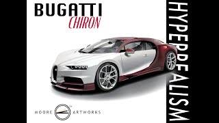 HYPERREALISM VECTOR ART BUGATTI CHIRON Adobe Illustrator CC [upl. by Conti]