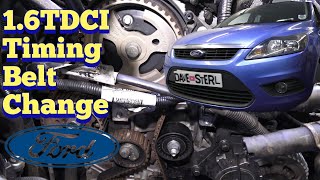 Timing Belt Replacement Ford Focus Mk2 16TDCI Volvo Peugeot Citroën dv6 Partner C4 16 HDI [upl. by Aihcela768]