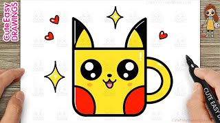 How to Draw a Cute Pikachu Cup Simple amp Easy for Kids [upl. by Alokin]