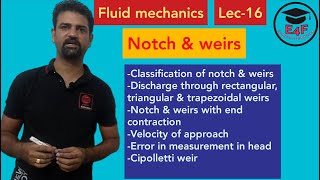 Notch amp weirs I Classification I Discharge I Cipolletti weir I End contraction I FM I Lec16 [upl. by Reinhardt]