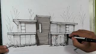 how to draw a house with markers [upl. by Sivert]