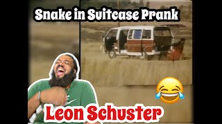 LEON SCHUSTER SNAKE IN THE SUITCASE PRANK  REACTION 😂 [upl. by Radke]