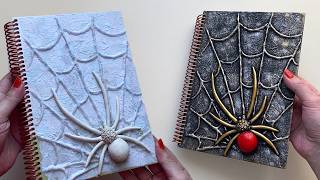 DIY 🕷️ Spider 🕸️ Web Sketchbook Decor Using Hot Glue and Clay [upl. by Rocker]