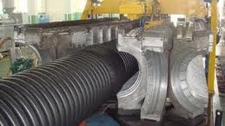 Production of corrugated plastic pipes on HD 1200 by DROSSBACH GIGAIPE type [upl. by Anawyt]