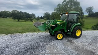 15 Spreading Gravel with new tractor John Deere 3046R 4K Gravel Therapy [upl. by Serle]