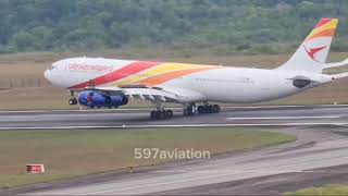 Surinam Airways  A340300  Pride of Suriname  Landing atJohan Adolf Pengel Int’l Airport [upl. by Zigrang]