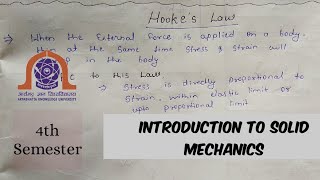 🔴Hookes Law in hindi  Introduction to Solid Mechanics for civil engineering Btech 4th semester [upl. by Laurene189]