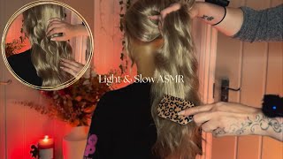 ASMR Light amp Slow Hair Brushing amp Hair Play with Crunchy amp Crispy Hair Sounds  Soft Spoken [upl. by Aihsatal]