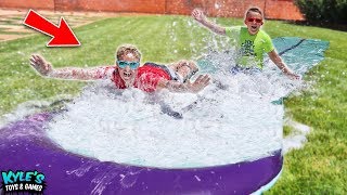 GIANT FOAM PIT SLIP AND SLIDE CHALLENGE [upl. by Aioj]