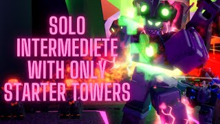 Solo intermediate with only starter towers tower defense simulator [upl. by Nonnelg]