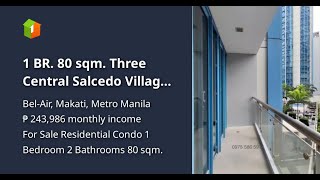 1 BR 80 sqm Three Central Salcedo Village Makati for sale  Rent to own [upl. by Leirad]