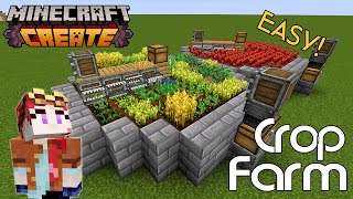 Minecraft Create Mod 1201 Easy Fully AUTOMATIC CROP farm Perfect first farm [upl. by Ezeerb]