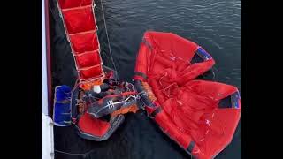 Emergency launching Life raft on board short shorts [upl. by Shaylah189]