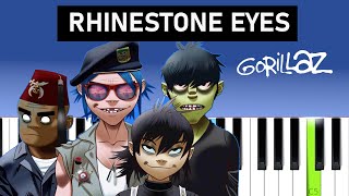 Gorillaz  Rhinestone Eyes Piano Tutorial [upl. by Noitna568]