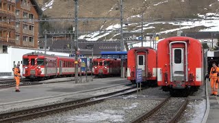 Andermatt Rail TrafficMattehorn Gotthard Bahn [upl. by Gypsy]