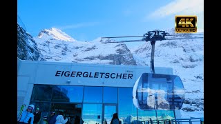 EIGER EXPRESS GONDOLA 4K Grindelwald Switzerland  Winter Tricable Gondola [upl. by Latoye]