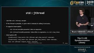 The C20 Synchronization Library  Bryce Adelstein Lelbach  CppCon 2019 [upl. by Grier]
