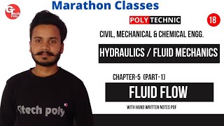 Hydraulics and Fluid mechanics  Lecture18  Chapter5 Fundamental of Fluid Flow  Polytechnic [upl. by Alyek777]