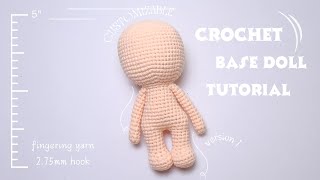 Amigurumi no sew crochet doll base  Basic doll tutorial [upl. by Ainatnas476]