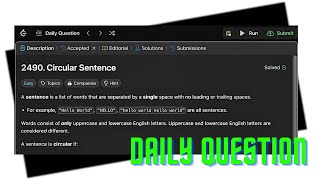 2490 Circular Sentence  Daily Challange  Leetcode [upl. by Kincaid]