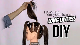 LONG LAYERED HAIRCUTDIYpotong rambut layer [upl. by Itagaki]