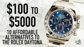 10 Affordable Alternatives To The Rolex Daytona Watch  Racing Chronographs 100 to 5000 [upl. by Demy892]