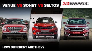 🚙 Kia Sonet vs Hyundai Venue vs Kia Seltos One To Rule Them All [upl. by Hutchinson]