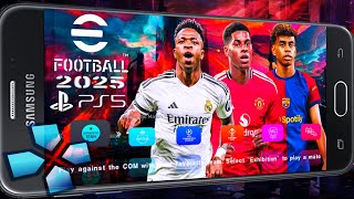 EFOOTBALL PES 2025 PPSSPP NEW SEASON PATCH FULL KITS amp MINIKITS UPDATE  PROMOTION TEAMS HD GRAPHICS [upl. by Tirb]