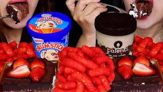 ASMR SPOONABLE CHOCOLATE CAKES  ICE CREAM TUBS  FLAMIN HOT CHEETOS 아이스크림 먹방 アイスクリーム 冰淇淋 Kem cây [upl. by Sana181]