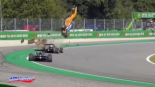 Alexander Peroni Big Crash 2019 F3 Italian Race 1 [upl. by Ahsaekal]