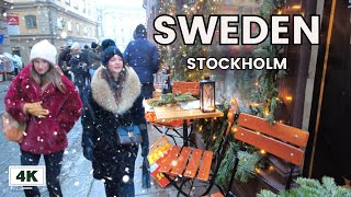 4K Heavy Snow Walk in Stockholm Old Town  Gamla Stan 🌨️🇸🇪 [upl. by Hamil743]