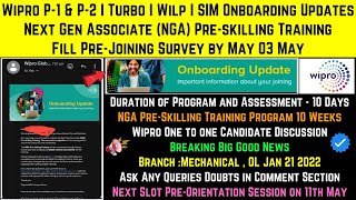 Wipro Onboarding Updates Next Gen NGA Preskilling Training  Fill PreJoining Survey by May 3 May [upl. by Hough]