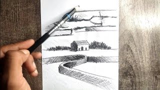 Sweet town ll Drawing ll landscape ll time lapse drawing [upl. by Etterual]