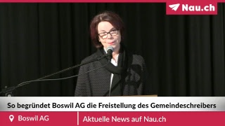 Gemeinderat von Boswil AG informiert über Gemeindeschreiber [upl. by Wilda879]