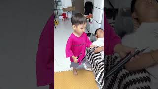 Boy tying his daddy with lock funnyshorts kidssong kids [upl. by Eiltan]