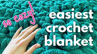 How To Crochet A Throw Blanket With Chunky Yarn EASY BEGINNER TUTORIAL [upl. by Darcie]