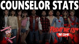 Friday the 13th The Game  Official Counselor Stats Revealed  Breakdown [upl. by Ecirum]