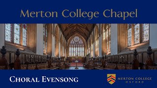 Choral Evensong Tuesday 16 January from Merton College Chapel Oxford [upl. by Aleck]