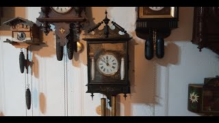 Repairing a Black Forest Biedermeier box clock circa 187080 with a wooden plate movement [upl. by Iveel562]