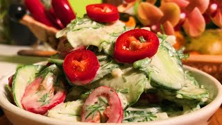 Dill Cucumber Salad with Garlic Cashew Dressing  Take 3 [upl. by Afatsum128]