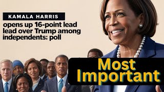 Kamala Harris Opens Up 16Point Lead Over Trump Among Independents Poll latestnews usa [upl. by Aikaj]